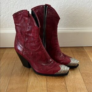 Free People Burgundy Leather Heeled Boots